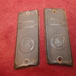 Plaquettes de pistolet UNION &agrave; t&ecirc;te d'indien en 7.65mm