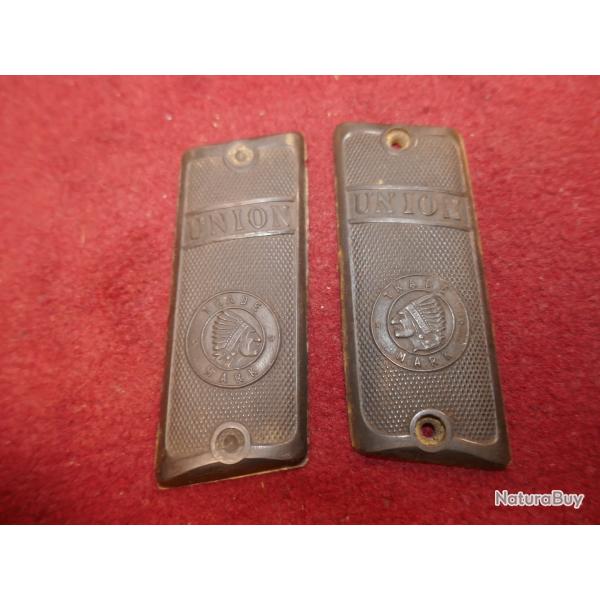 Plaquettes de pistolet UNION � t�te d'indien en 7.65mm