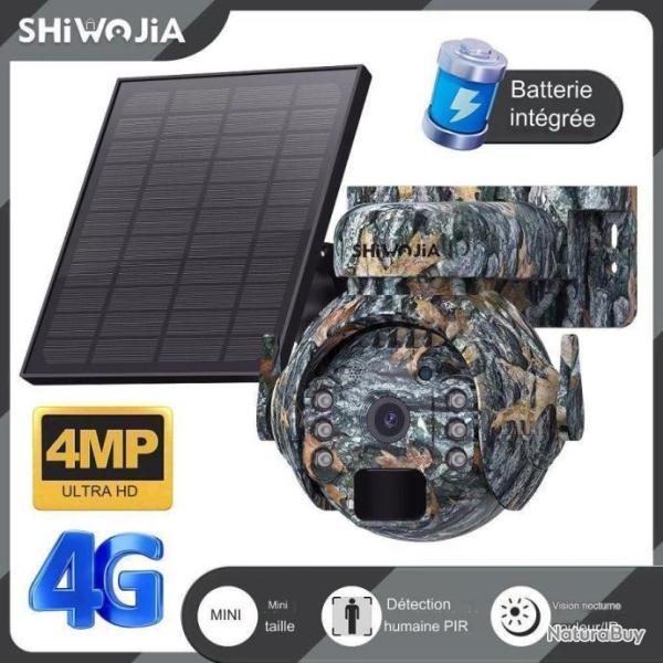Cam�ra Chasse 4MP R�seaux 4G Camouflage Surveillance Solaire PTZ360� Vision Nocturne Notice Fran�ais