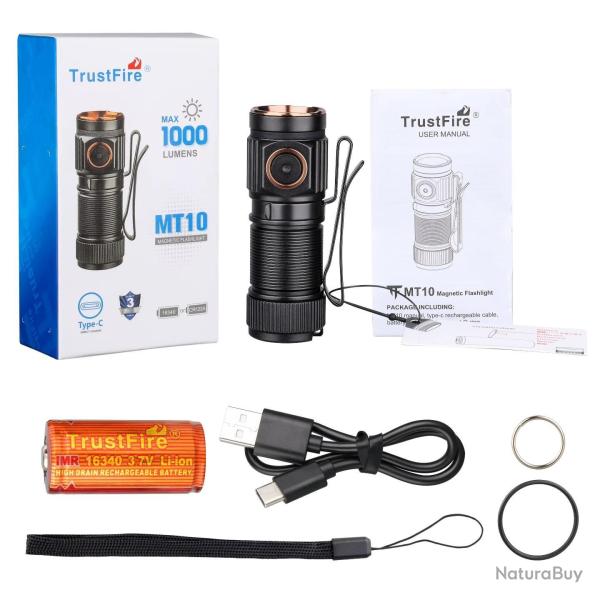 Lampe Tactique MT10 1050Lm Mini Format USB C Maintenance Outdoor Aimant Int�gr� TrustFire