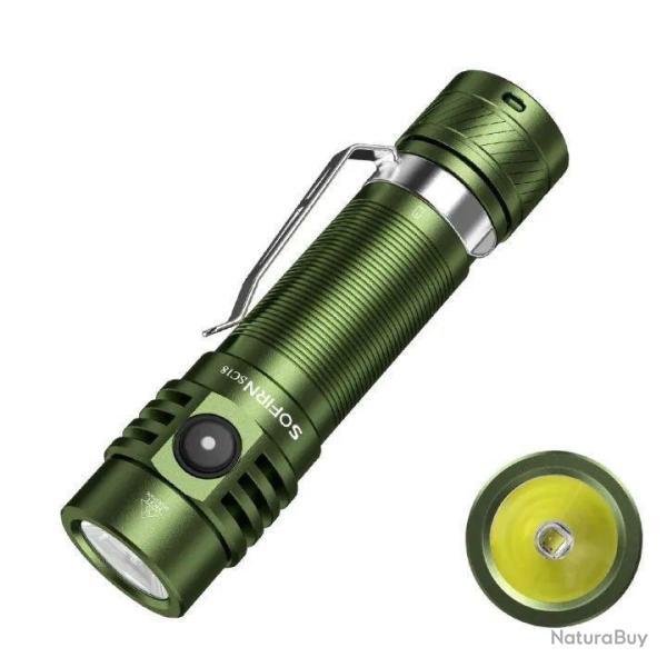 Lampe LED SC18 1800lm Compacte USB C Tactique Ext�rieur VERT Faisceau Longue Port�e Sofirn