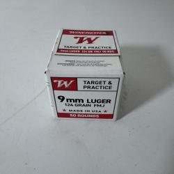 Munitions Winchester 9mm 124gr x50