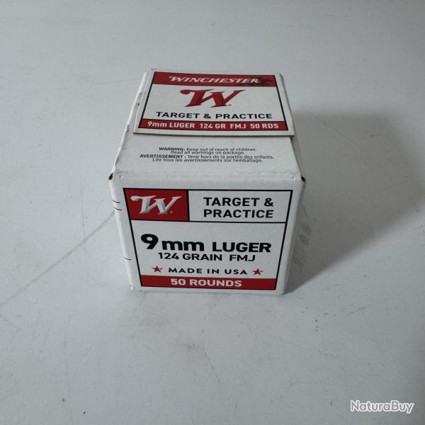 Munitions Winchester 9mm 124gr x50