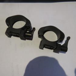 montage acier pour embases Warne /rail Weaver colliers diam&egrave;tre 30