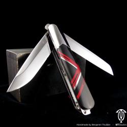 Couteau pliant double lames MTBlades - Verrouil. Linerlock- fait-main par B. Thuillier - Pce. Unique