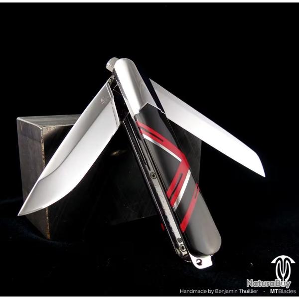 Couteau pliant double lames MTBlades - Verrouil. Linerlock- fait-main par B. Thuillier - Pce. Unique