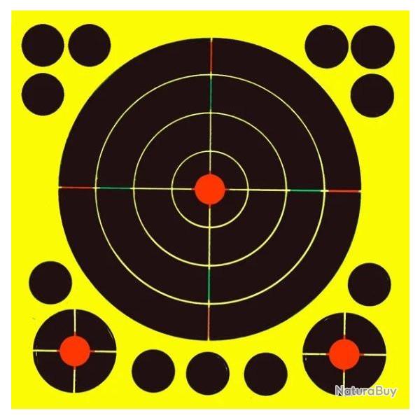 Cibles Splach Noire XL Jaune Fluo 20x20 cm Powair lot de 10