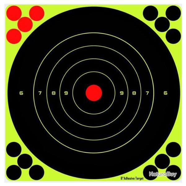 Cibles Splach fond noir impact jaune fluo 20x20 cm lot de 10 Powair