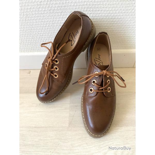 Derbies cuir marron semelle cr�pe MyB T 36