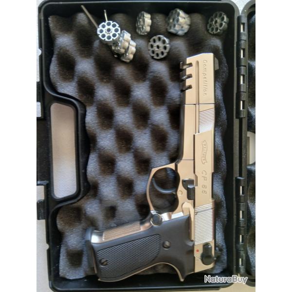 WALTHER CP88 ARGENT 4,5 MM CO2AVEC 8 CHARGEURS ET MALETTE UMAREX