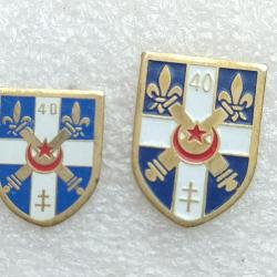 PINS ARMEE FRANCAISE 40 REGIMENT D ARTILLERIE LOT DE 2 PINS TAILLES DIFERRENTES