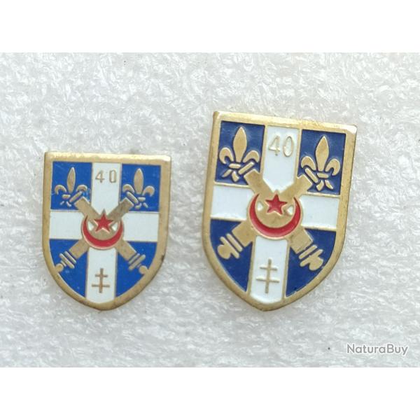 PINS ARMEE FRANCAISE 40 REGIMENT D ARTILLERIE LOT DE 2 PINS TAILLES DIFERRENTES