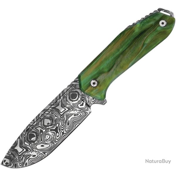 Couteau Fixe Takumitak Takumi Lame Acier 3Cr13 Drop Point Manche R�sine Vert �tui Nylon TKF502GNCS -