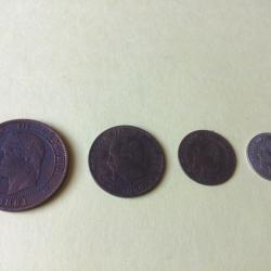 VENDU PAR LE- CUIRASSIER LOT DE QUATRE PI&Egrave;CES NAPOLEON III