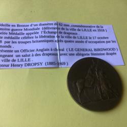 VENDU PAR LE-CUIRASSIER TRES BELLE M&Eacute;DAILLE EN BRONZE LIB&Eacute;RATION VILLE DE LILLE PAR LES ANGLAIS
