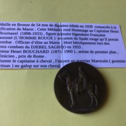 VENDU PAR LE-CUIRASSIER TRES BELLE M&Eacute;DAILLE BRONZE SPAHIS 1939 COMMANDANT BOURNAZEL