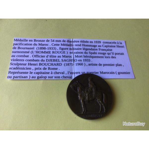 VENDU PAR LE-CUIRASSIER TRES BELLE M�DAILLE BRONZE SPAHIS 1939 COMMANDANT BOURNAZEL