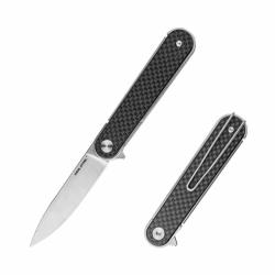 Couteau de Poche Real Steel Iris Lame Acier 12C27 Manche G10/fibre de carbone Linerlock RS8061AF