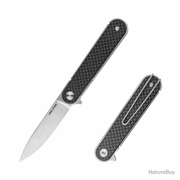 Couteau de Poche Real Steel Iris Lame Acier 12C27 Manche G10/fibre de carbone Linerlock RS8061AF