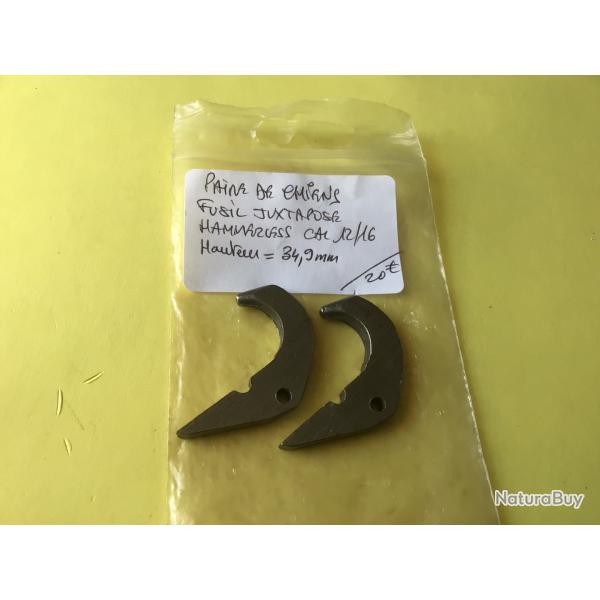 VENDU PAR LE-CUIRASSIER PAIRE DE CHIENS HAMMERLESS CAL 16/12 HAUTEUR 34,9 MM