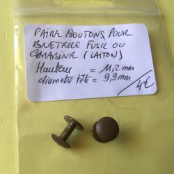VENDU PAR LE-CUIRASSIER PAIRE DE BOUTONS EN LAITON POUR BRETELLE DE FUSIL OU CARABINE