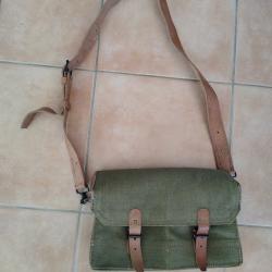 Sacoche Musette Militaire Toile et Cuir - FM 24/29 Arm&eacute;e Fran&ccedil;aise vintage