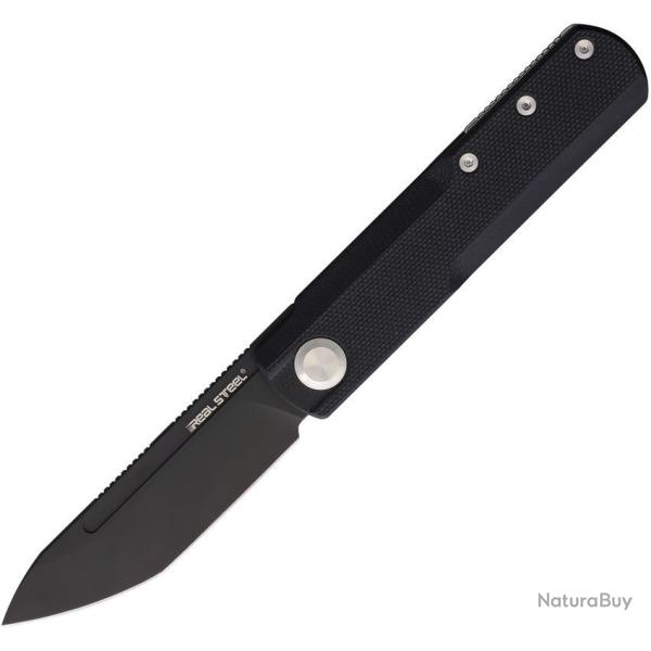 Couteau de Poche Real Steel G-Tanto Lame Acier Nitro-V PVD Noir Manche G10 Noir Slip Joint RS7801SB
