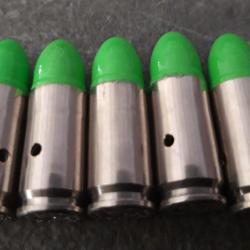 50 x Cartouches 9mm neutralis&eacute;es &eacute;tuis Nickel&eacute;s sp&eacute;cial ZOMBIES pour collection ou manipulation