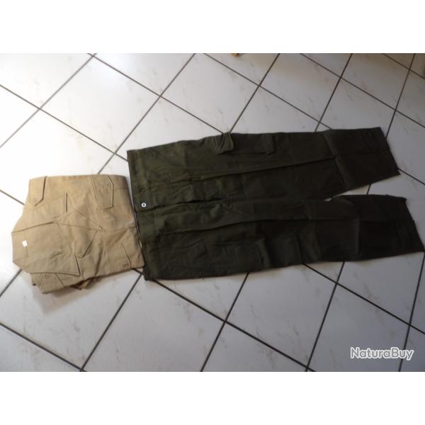 pantalon guerre Alg�rie TTA  mod 56 +chemise neufs de cantine