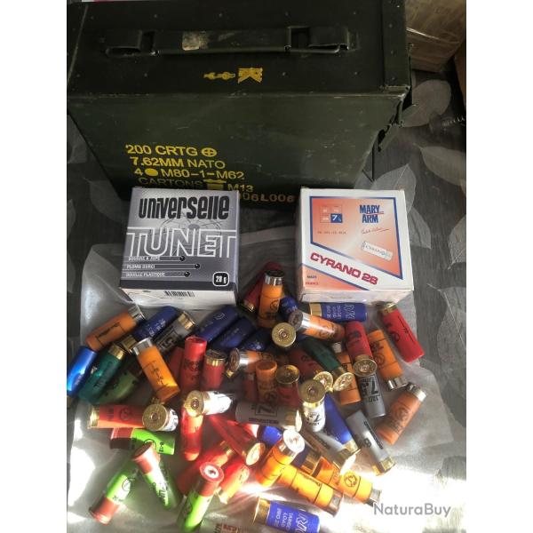 LIVRAISON OFFERTE  +  100 cartouche   chasse, trap, ,toutemarque,cal12,pl7,5,24,28,32g,boite cadeau