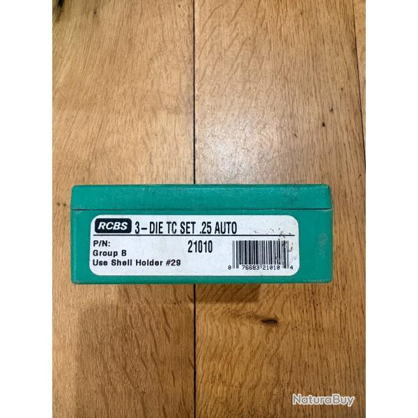 Jeu d'outil RCBS  25 AUTO  REF 21010  3 OUTILS 25 ACP calibre 6,35 browning