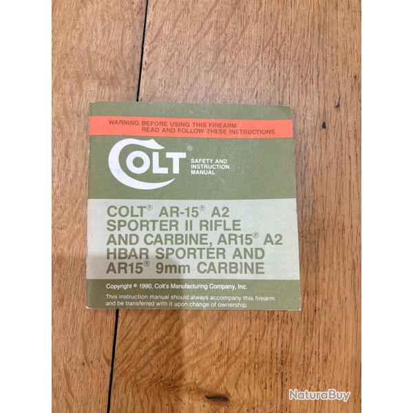 Guide technique manuel d'utilisation carabine colt AR15 A2 sporter rifle