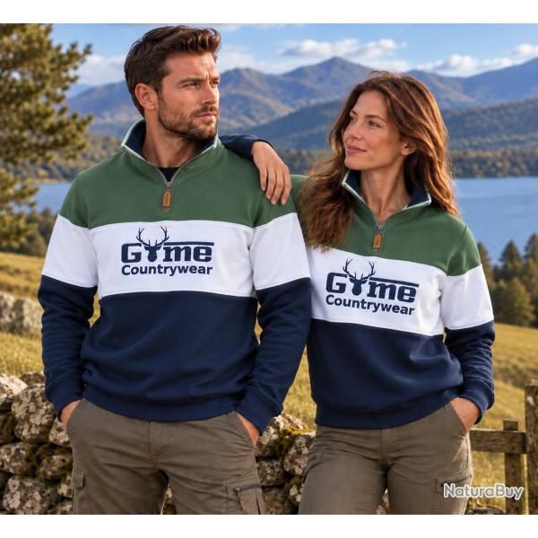 Pull unisexe Countrywear Vert/blanc/bleu marine