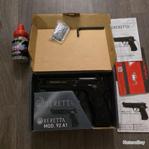 Pack Umarex Beretta Mod 92 A1 Full Metal 4.5mm BBs + Bo�te & Billes