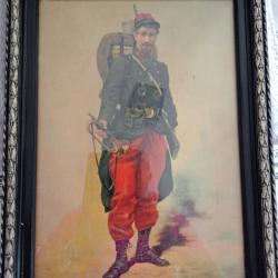 gravure,    Litho ?      d'un Fantassin Clairon    sous Napoleon  III       (1870)