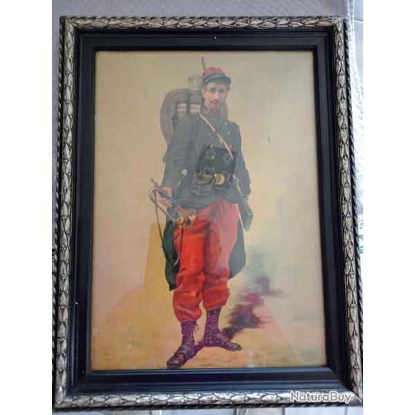 gravure,    Litho ?      d'un Fantassin Clairon    sous Napoleon  III       (1870)
