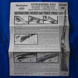 Notice papier d'origine - Carabine Remington NYLON 66