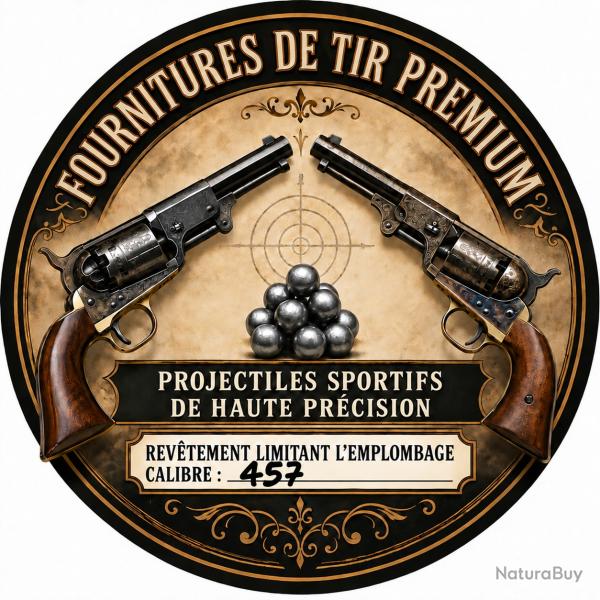 100 balles rondes cal. 457 (0.457 inch) - roul�es, graphit�es, rev�tement limitant l'emplombage