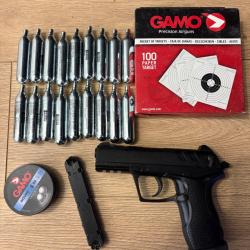 Gamo C15 Blowback CO2 - Calibre 4,5 mm - Chargeur + plombs + cartouches CO2 + cibles