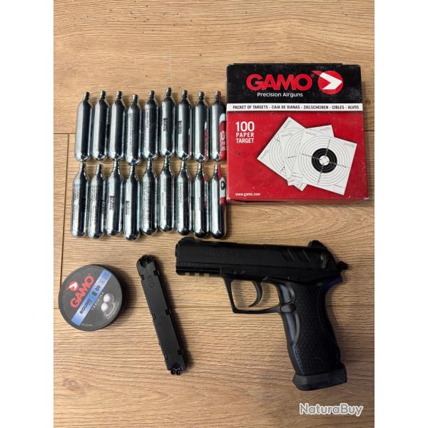 Gamo C15 Blowback CO2 - Calibre 4,5 mm - Chargeur + plombs + cartouches CO2 + cibles