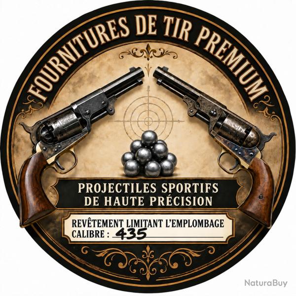 100 balles rondes calibre 435 (0.435 inch) - roul�es, graphit�es, rev�tement limitant l'emplombage