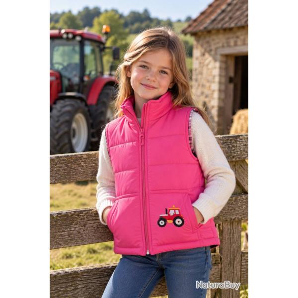 Gilet matelass� enfant Tracteur Rose