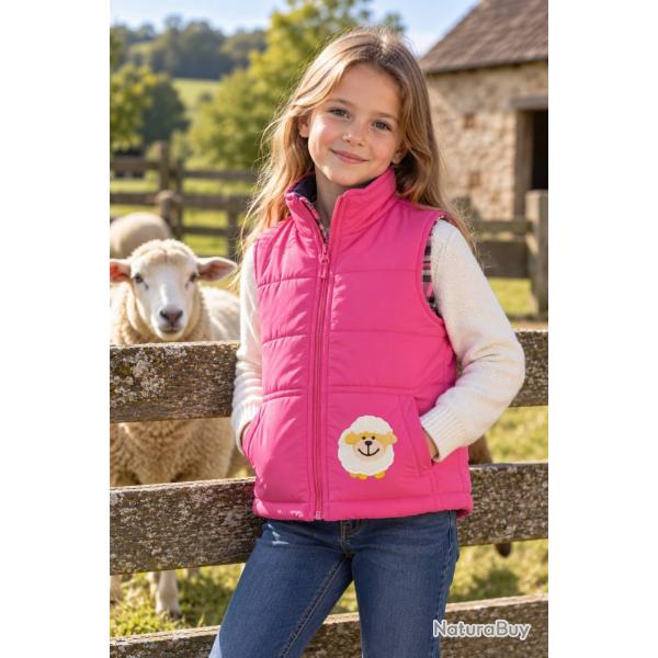 Gilet matelass� enfant Mouton Rose