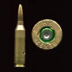 4.6 x 36 HK exp&eacute;rimental - balle cuivre biseaut&eacute;e - marquage : HK  4.6 x 36 - neutra