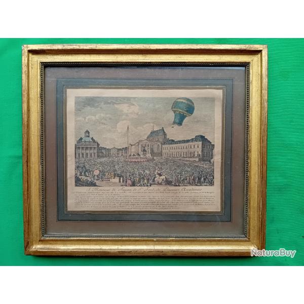 Gravure 18�me - Exp�rience a�rostatique � Versailles le 19 septembre 1783 - Editeur Le Noir � Paris.