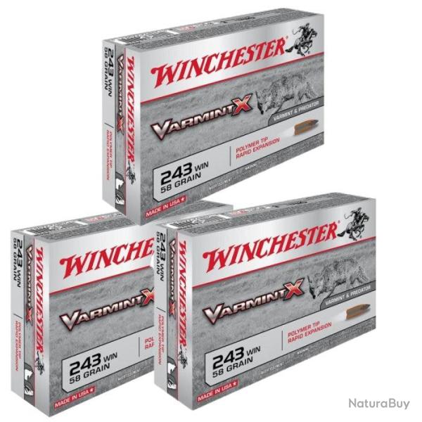 Balles Winchester Varmint X - Cal. 243 Win - Par 3