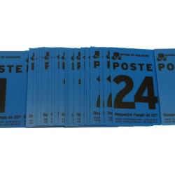 Num&eacute;ro de poste bleu de 1 &agrave; 24 + 3 vierges