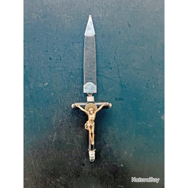 ANCIEN COUTEAU CRUCIFIX DES ANNEES 40 / 50 POUR COLLECTION, DAGUE, STYLET