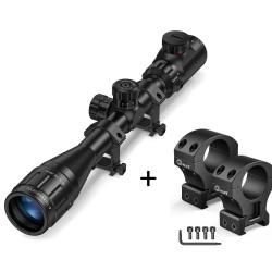 Lunette de tir CVLife 4-16x44 AOE &agrave; r&eacute;ticule lumineux + Colliers hauts CVlife