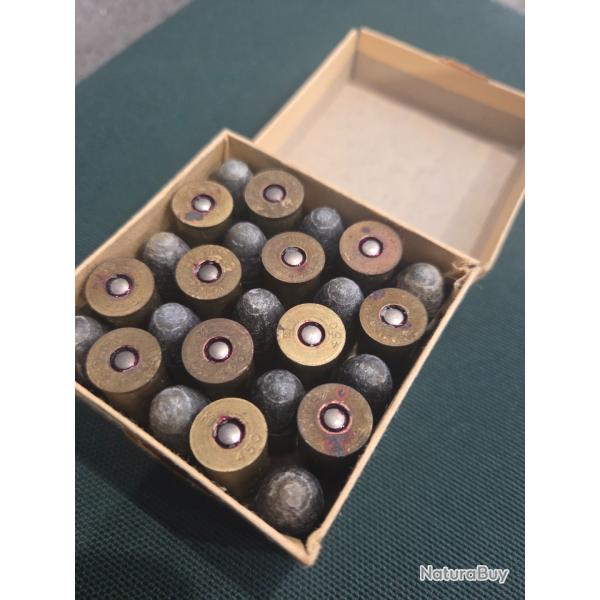 Superbe Bo�te pleine d'�poque - 25 Cartouches Cal. 12mm (.450) Revolver G�VELOT - Percussion central